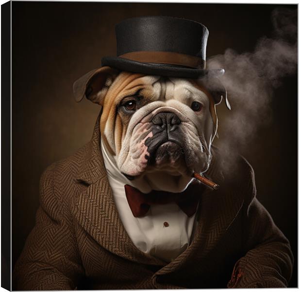 Dog smoking a cigar  Canvas Print by CC Designs