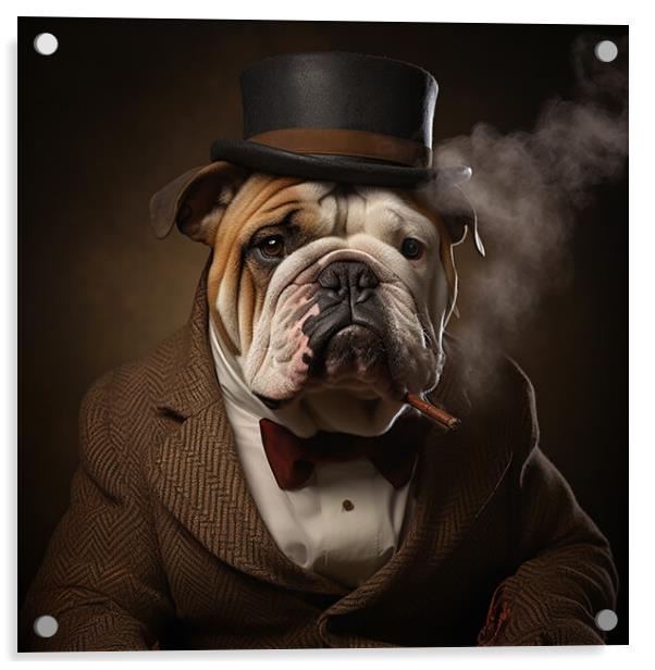 Dog smoking a cigar  Acrylic by CC Designs