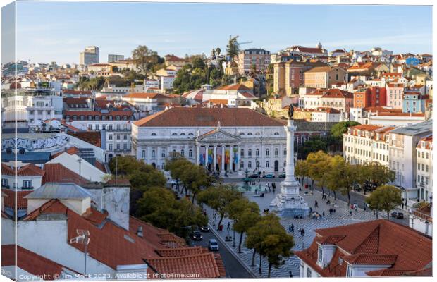 Rossio Square, Lisbon Canvas Print by Jim Monk