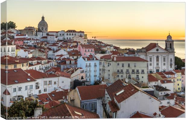 Alfama District at sunrise, Lisbon Canvas Print by Jim Monk