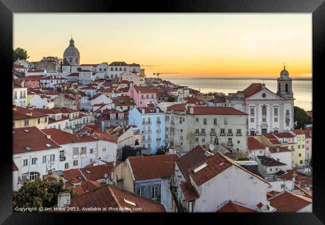 Alfama District at sunrise, Lisbon Framed Print by Jim Monk