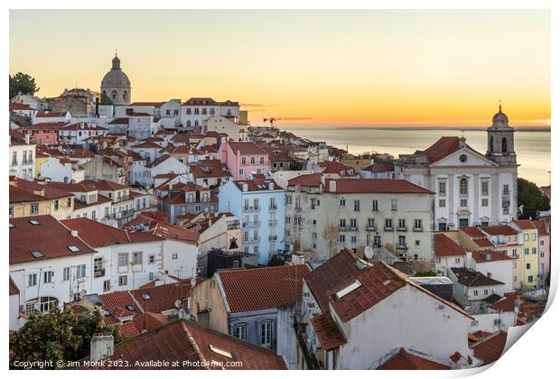 Alfama District at sunrise, Lisbon Print by Jim Monk