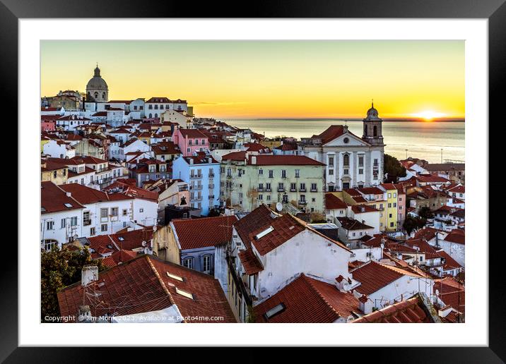 Alfama District at sunrise, Lisbon cityscape Framed Mounted Print by Jim Monk
