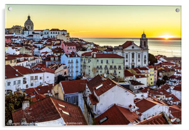 Alfama District at sunrise, Lisbon cityscape Acrylic by Jim Monk