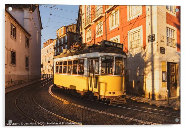 Vintage Tram number 28 in Lisbon Acrylic by Jim Monk