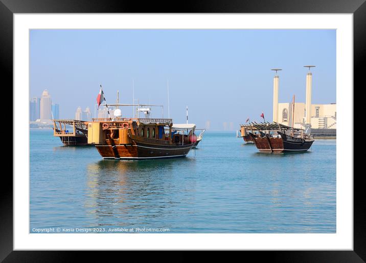 Traditional Dhows in Doha  Framed Mounted Print by Kasia Design