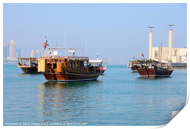 Traditional Dhows in Doha  Print by Kasia Design