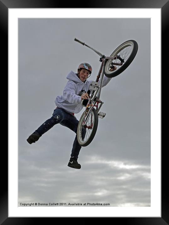 BMX Stunt Framed Mounted Print by Donna Collett