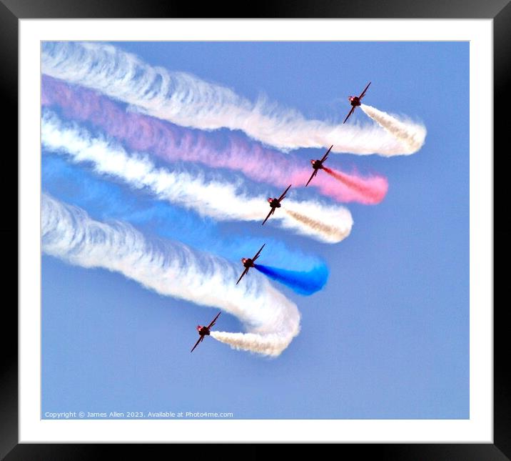 Red Arrow performing at Lowestoft Seafront Air Fes Framed Mounted Print by James Allen