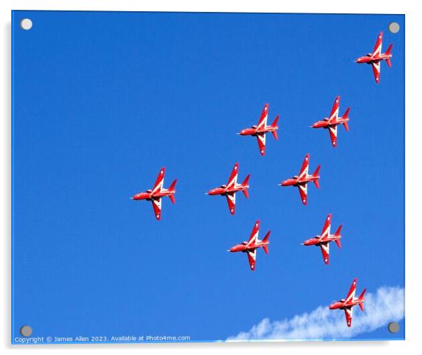 Red Arrow RAF Team  Acrylic by James Allen