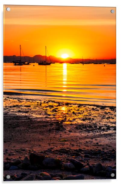 August Sunrise Abersoch Bay Acrylic by Tim Hill