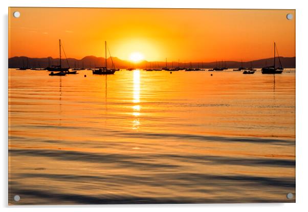 Abersoch Sunrise Seascape Acrylic by Tim Hill
