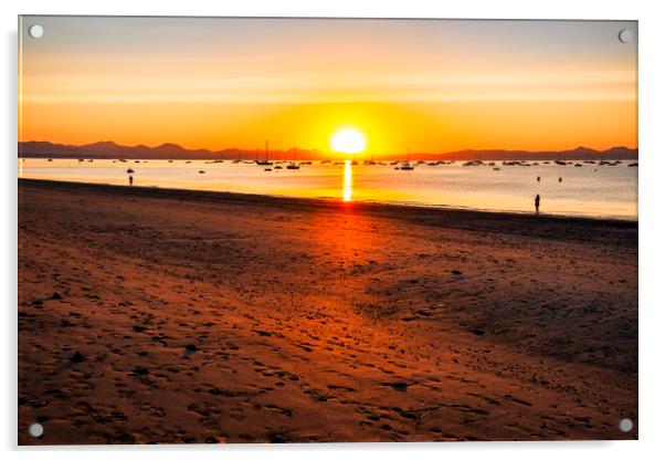 Abersoch Beach Sunrise Acrylic by Tim Hill