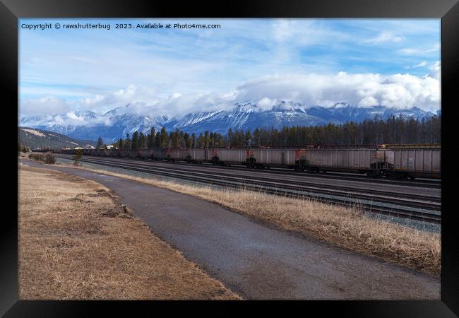 Jasper's Scenic Railway and Snow Peaks Framed Print by rawshutterbug 