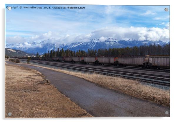 Jasper's Scenic Railway and Snow Peaks Acrylic by rawshutterbug 