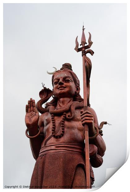 Lord Shiva Statue in Ganga Talao Mauritius Print by Dietmar Rauscher