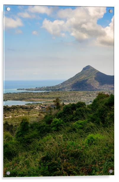La Tourelle du Tamarin Mountain in Mauritius Acrylic by Dietmar Rauscher