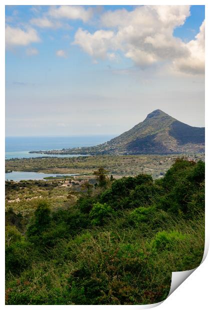 La Tourelle du Tamarin Mountain in Mauritius Print by Dietmar Rauscher