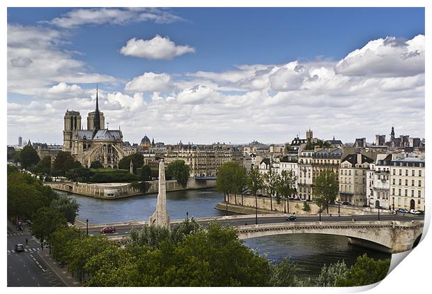 Paris view, Notre Dame Print by Gary Eason