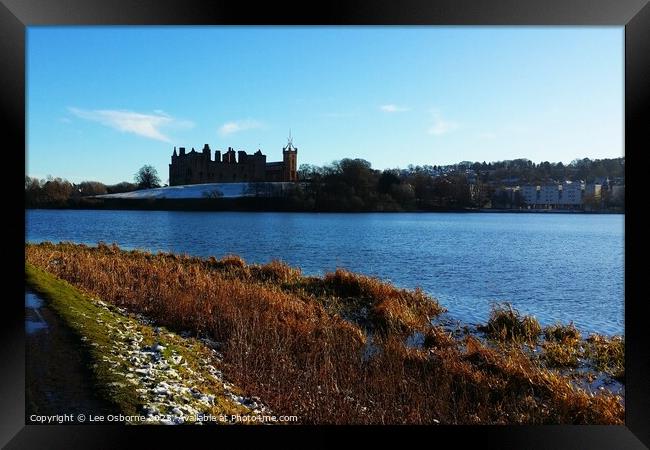 Linlithgow Loch, Palace and Church - Winter Day Framed Print by Lee Osborne