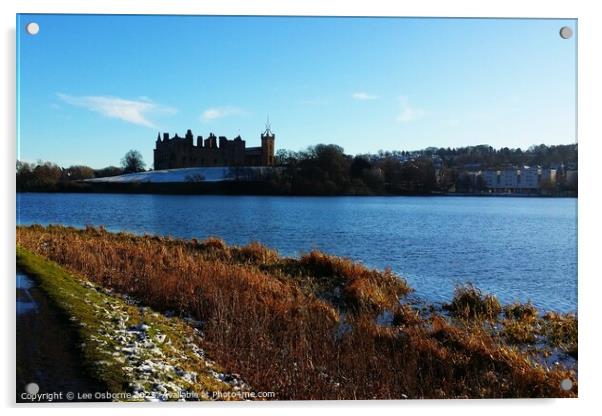 Linlithgow Loch, Palace and Church - Winter Day Acrylic by Lee Osborne