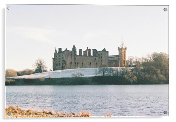 Linlithgow Loch and Palace, Winter Acrylic by Lee Osborne