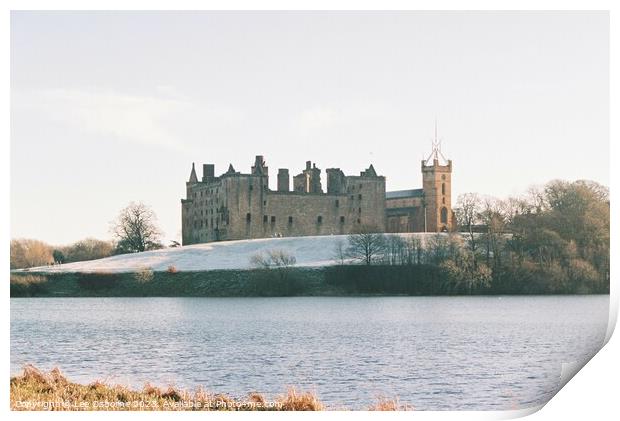 Linlithgow Loch and Palace, Winter Print by Lee Osborne