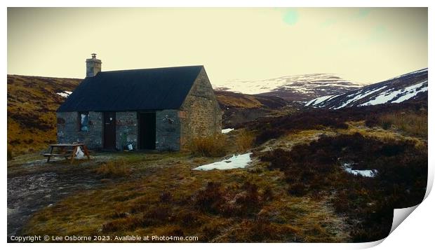 Allt Scheicheachan Bothy in Winter Print by Lee Osborne