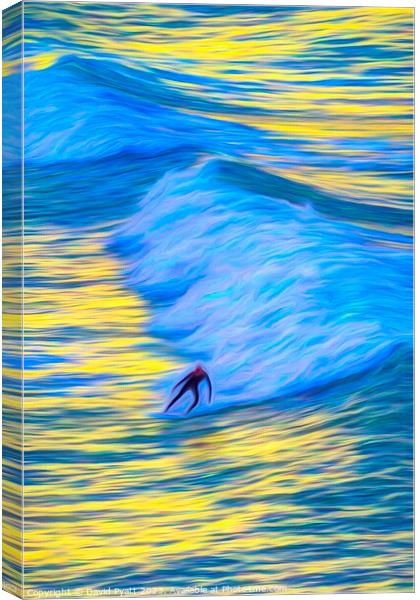Newquay Surfer Art Canvas Print by David Pyatt