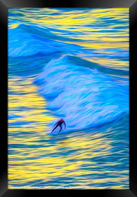 Newquay Surfer Art Framed Print by David Pyatt