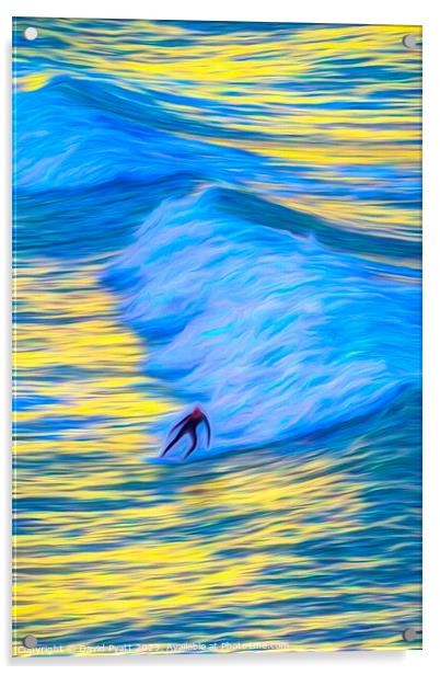 Newquay Surfer Art Acrylic by David Pyatt