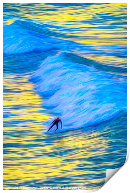 Newquay Surfer Art Print by David Pyatt
