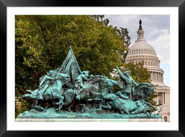 US Grant Statue Civil War Memorial Capitol Hill Washington DC Framed Mounted Print by William Perry
