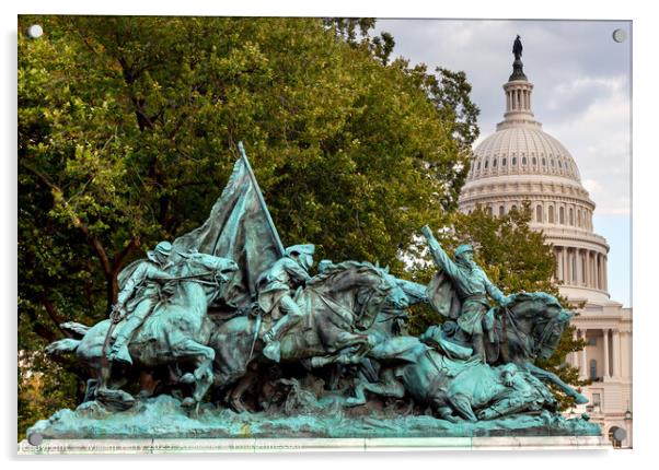 US Grant Statue Civil War Memorial Capitol Hill Washington DC Acrylic by William Perry