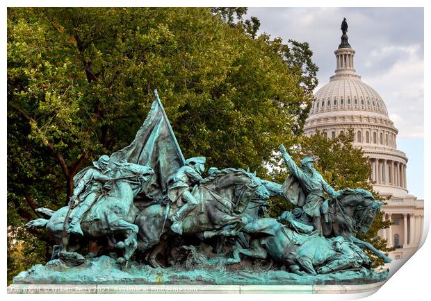 US Grant Statue Civil War Memorial Capitol Hill Washington DC Print by William Perry