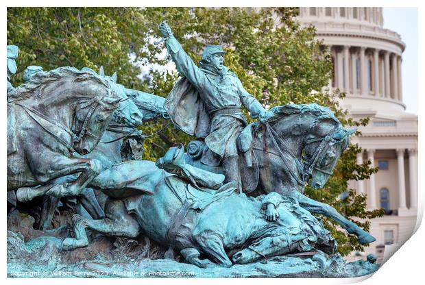 US Grant Statue Civil War Memorial Capitol Hill Washington DC Print by William Perry