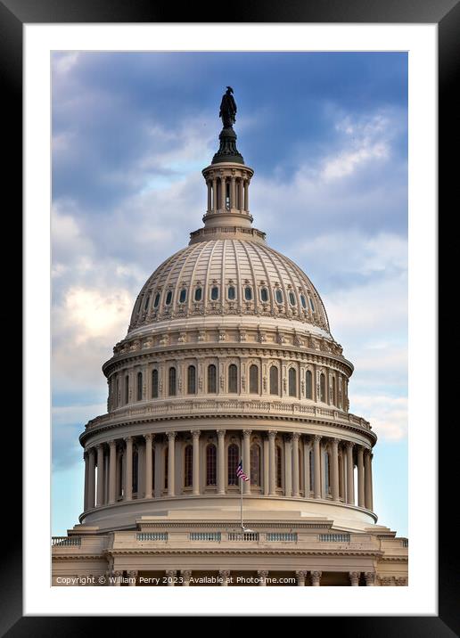 US Capitol Dome Houses of Congress Washington DC Framed Mounted Print by William Perry