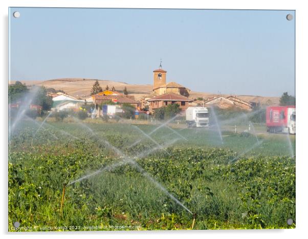 Irrigation - Redecilla del Camino Acrylic by Laszlo Konya