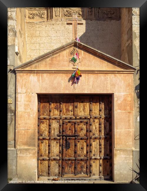 Church door - Redecilla del Camino Framed Print by Laszlo Konya