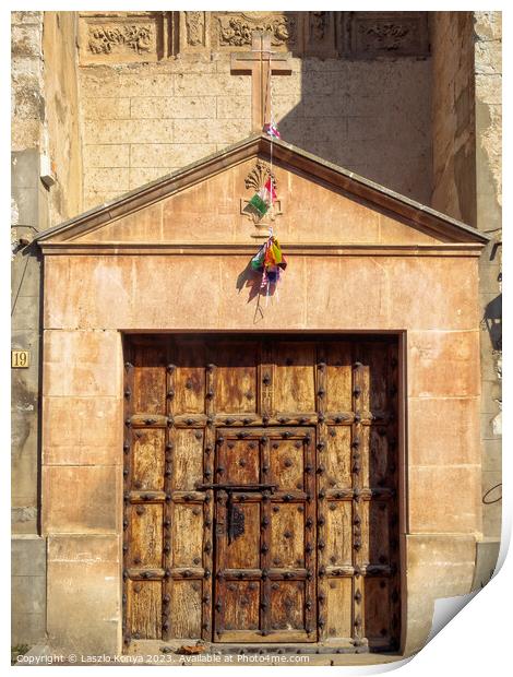 Church door - Redecilla del Camino Print by Laszlo Konya