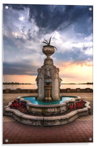 Memorial fountain Acrylic by Dejan Travica