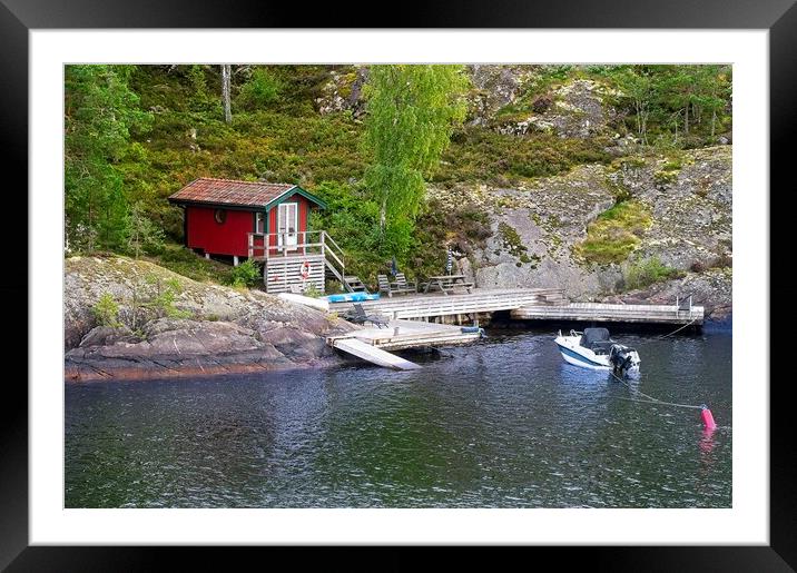 Swedish Boathouse Framed Mounted Print by Martyn Arnold