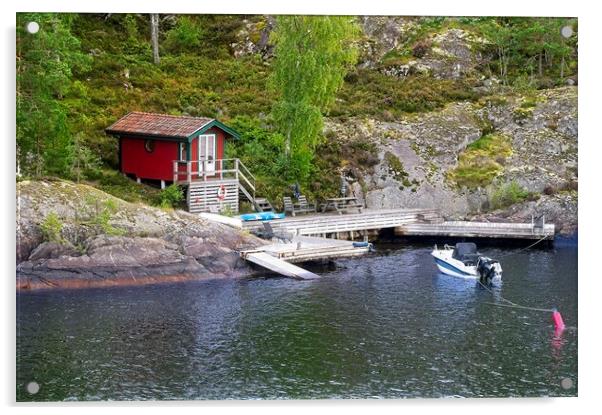 Swedish Boathouse Acrylic by Martyn Arnold