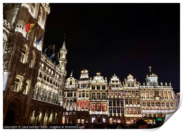 Christmas in Grand Place, Brussels Print by Ailsa Darragh