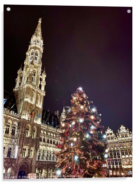 Grand Place Christmas Tree, Brussels  Acrylic by Ailsa Darragh