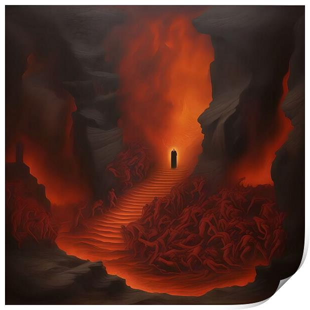 Dante Alighieri ready to enter Hell. 03 Print by Luigi Petro