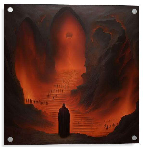 Dante Alighieri ready to enter Hell. 04 Acrylic by Luigi Petro