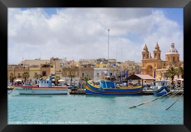 Vibrant Marsaxlokk Harbour, Malta Framed Print by Kasia Design
