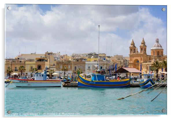 Vibrant Marsaxlokk Harbour, Malta Acrylic by Kasia Design