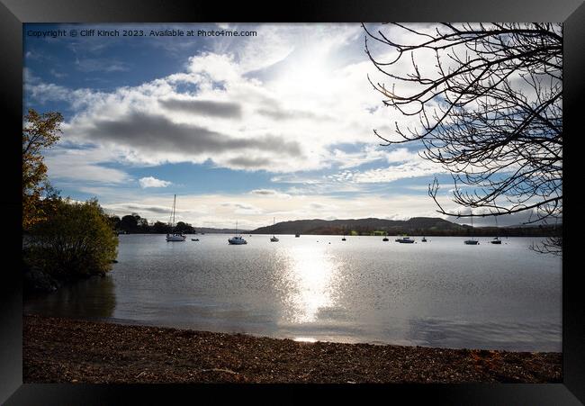 Lake Windermere from Borrans Park Framed Print by Cliff Kinch